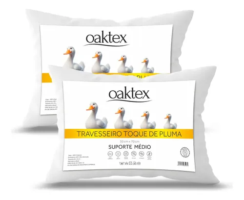 Kit 2 Travesseiros 70x50 Antialérgicos Laváveis Oaktex